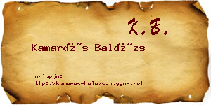 Kamarás Balázs névjegykártya